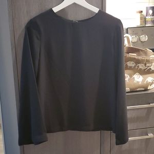 Black Chiffon Long-Sleeve Blouse